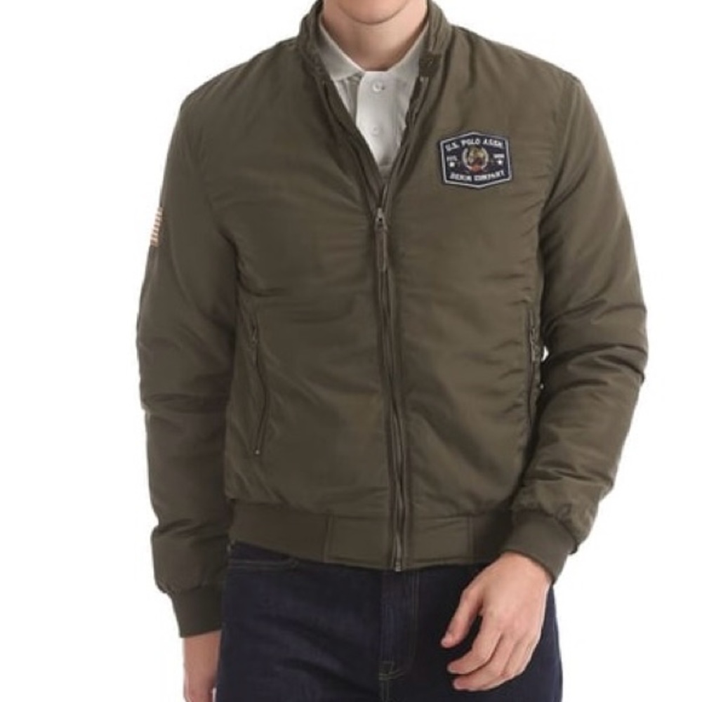 U.S. Polo Assn. Men's Khaki Bomber Jacket-Large